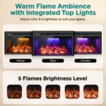 Chimenea eléctrica SereneLife SLFPE36WBK.5, 36 x 21", Wi-Fi, control remoto, termostato 700/1500 W, empotrable o pared