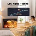 Chimenea eléctrica SereneLife SLFPE36WBK.5, 36 x 21", Wi-Fi, control remoto, termostato 700/1500 W, empotrable o pared