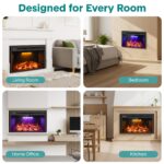 Chimenea eléctrica SereneLife SLFPE36WBK.5, 36 x 21", Wi-Fi, control remoto, termostato 700/1500 W, empotrable o pared