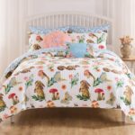 Juego de edredon King Greenland Home Willow GL-2510GMSK 3 piezas reversible estampado animales del bosque color blanco