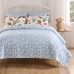 Juego de edredon King Greenland Home Willow GL-2510GMSK 3 piezas reversible estampado animales del bosque color blanco