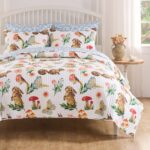 Juego de edredon King Greenland Home Willow GL-2510GMSK 3 piezas reversible estampado animales del bosque color blanco