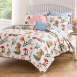 Juego de edredon King Greenland Home Willow GL-2510GMSK 3 piezas reversible estampado animales del bosque color blanco