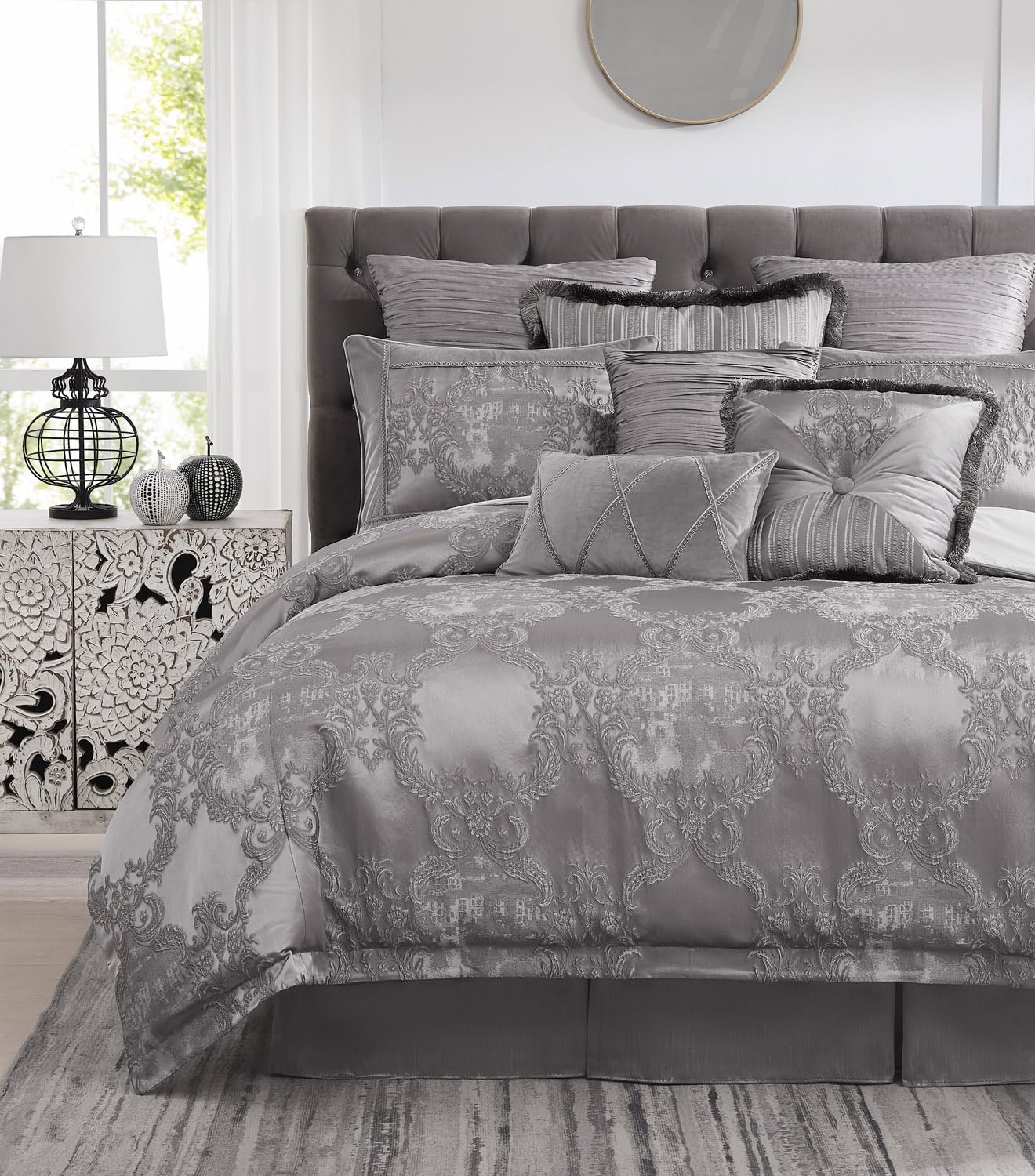 Version 1.0.0 Juego de edredon acolchado Austin Horn Classics Prestige Pacific Coast Home Furnishings PRE-QN3PC-C Queen 3 piezas plati