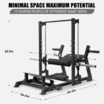 GarveeLife Máquina de empuje de cadera de 770 libras, máquina de puente de glúteos con placa resistente con clavija de b