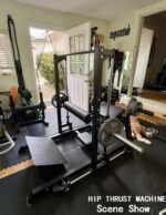 GarveeLife Máquina de empuje de cadera de 770 libras, máquina de puente de glúteos con placa resistente con clavija de b