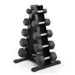 Marcy - Mancuerna hexagonal de goma clásica con agarre estriado para entrenamiento de fuerza y culturismo, 5 libras - 50