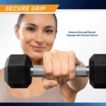 Marcy - Mancuerna hexagonal de goma clásica con agarre estriado para entrenamiento de fuerza y culturismo, 5 libras - 50