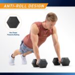 Marcy - Mancuerna hexagonal de goma clásica con agarre estriado para entrenamiento de fuerza y culturismo, 5 libras - 50
