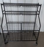 EliteEdge Carrito de equipo deportivo rodante, organizador de almacenamiento de bolas con ruedas para garaje, equipo dep