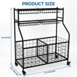 EliteEdge Carrito de equipo deportivo rodante, organizador de almacenamiento de bolas con ruedas para garaje, equipo dep