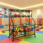 PeakPursuit Organizador de almacenamiento de garaje para equipo deportivo, carrito de bolas rodantes con ruedas para equ