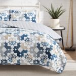 Juego de edredon Lucky Brand Serra Patch YMF Carpets Inc. LBAQ000404 3 piezas azul matrimonial Queen