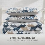Juego de edredon Lucky Brand Serra Patch YMF Carpets Inc. LBAQ000404 3 piezas azul matrimonial Queen