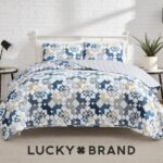 Juego de edredon Lucky Brand Serra Patch YMF Carpets Inc. LBAQ000404 3 piezas azul matrimonial Queen