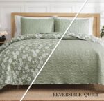 Juego de edredón Jessica Simpson Floral Fiona Frosty Green JSAQ000603 3 piezas king