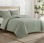 Juego de edredón Jessica Simpson Floral Fiona Frosty Green JSAQ000603 3 piezas king
