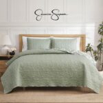 Juego de edredón Jessica Simpson Floral Fiona Frosty Green JSAQ000603 3 piezas king