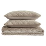 Juego de Edredón Matrimonial Queen BCBG Maeve YMF Carpets Inc BBAQ000304 felpa en relieve 3 piezas color marrón