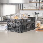 Cajones de plástico apilables plegables Cater Tek Restaurantware RWP2009B color negro paquete 10 piezas