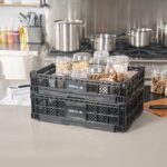 Cajones de plástico apilables plegables Cater Tek Restaurantware RWP2009B color negro paquete 10 piezas
