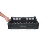 Cajones de plástico apilables plegables Cater Tek Restaurantware RWP2009B color negro paquete 10 piezas