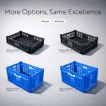 Cajones de plástico apilables plegables Cater Tek Restaurantware RWP2009B color negro paquete 10 piezas