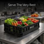 Cajones de plástico apilables plegables Cater Tek Restaurantware RWP2009B color negro paquete 10 piezas