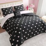 Edredon ropa de cama Juicy Couture YMF Carpets Inc JYAO003002 negro corazones diamantes king 8 piezas