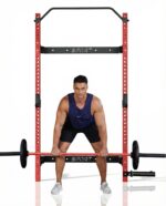 PeakPursuit Estante plegable para sentadillas montado en la pared, estante de potencia de 2.36 x 2.36 pulgadas para gimn
