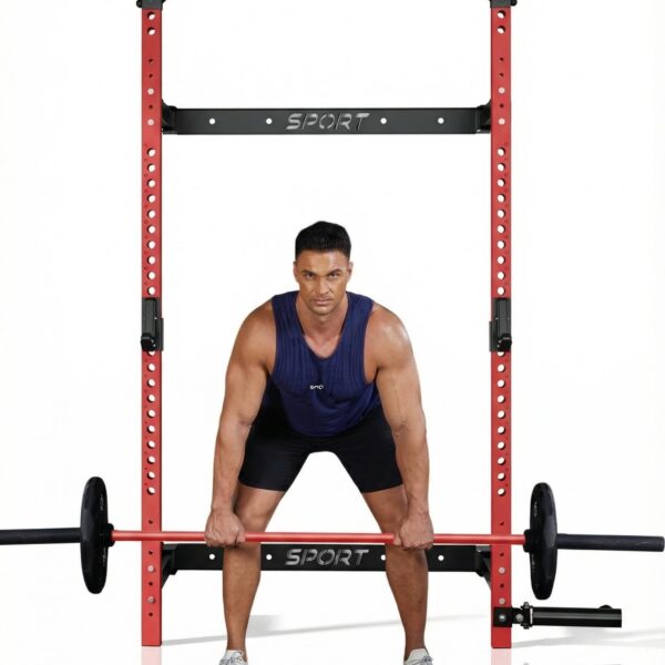 PeakPursuit Estante plegable para sentadillas montado en la pared, estante de potencia de 2.36 x 2.36 pulgadas para gimn