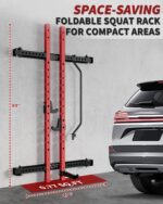PeakPursuit Estante plegable para sentadillas montado en la pared, estante de potencia de 2.36 x 2.36 pulgadas para gimn