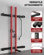 PeakPursuit Estante plegable para sentadillas montado en la pared, estante de potencia de 2.36 x 2.36 pulgadas para gimn