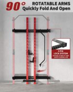 PeakPursuit Estante plegable para sentadillas montado en la pared, estante de potencia de 2.36 x 2.36 pulgadas para gimn