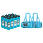 Botellas de Agua Deportivas Exprimibles Prime Hydration Paquete de 12 Piezas de 32 Onzas con 2 Portabotellas para Equipo