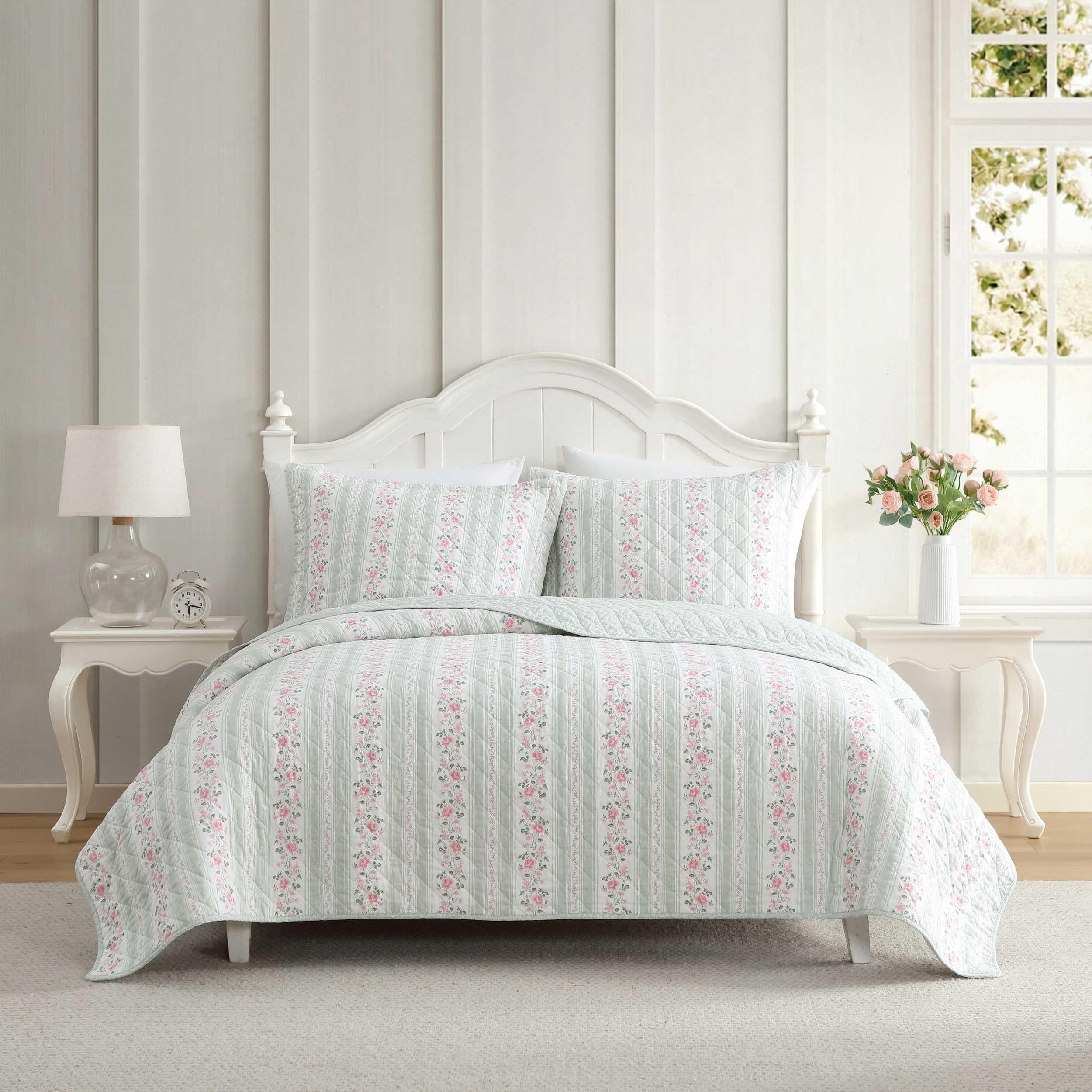 Version 1.0.0 Juego de edredón Laura Ashley Revman International A0011068 percal algodón reversible 3 piezas tamaño Queen diseño flora