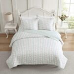 Juego de edredón Laura Ashley Revman International A0011068 percal algodón reversible 3 piezas tamaño Queen diseño flora
