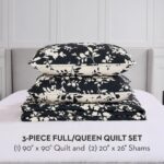 Juego de edredon floral Nine West YMF Carpets Inc. NWAQ000204 3 piezas matrimonial queen diseno flores silhouette