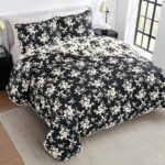 Juego de edredon floral Nine West YMF Carpets Inc. NWAQ000204 3 piezas matrimonial queen diseno flores silhouette