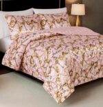 Juego de edredon 3 piezas Baby Phat BPAQ000104 cadena de satin impreso color rosa claro tamaño matrimonial queen