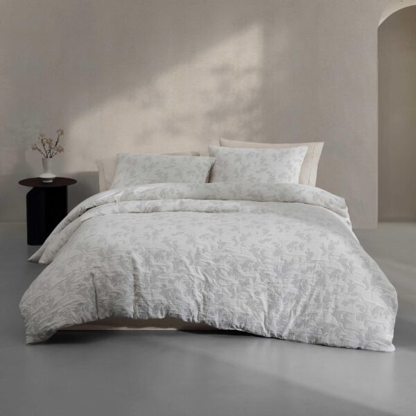 Juego de edredón floral Calvin Klein Revman International A0006095 algodón suave tamaño Queen gris cascada 3 piezas con