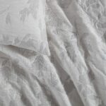 Juego de edredón floral Calvin Klein Revman International A0006095 algodón suave tamaño Queen gris cascada 3 piezas con