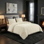 Juego de colcha de terciopelo Lavish Home Trademark Global 66-004-VC-Q Queen 3 piezas 96 x 92 pulgadas con fundas de alm