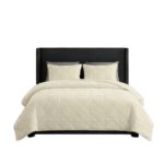 Juego de colcha de terciopelo Lavish Home Trademark Global 66-004-VC-Q Queen 3 piezas 96 x 92 pulgadas con fundas de alm