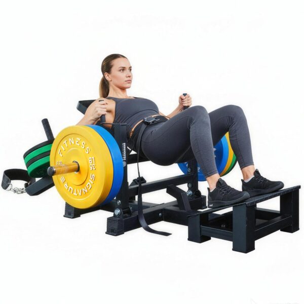 Signature Fitness Máquina de empuje de cadera cargada con placa de puente de glúteos para moldear y construir músculos d