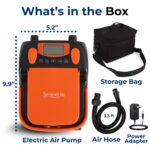 SereneLife Bomba eléctrica de tabla de remo – Bomba de SUP portátil de doble etapa de 16 PSI para inflado/desinflado súp