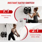 Wall Mount Cable Machine – Dual Pulley Cable Crossover Machine with 19 Adjustable Positions, Tricep Rope, T-Bar, LAT Pul