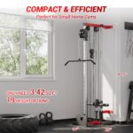 Wall Mount Cable Machine – Dual Pulley Cable Crossover Machine with 19 Adjustable Positions, Tricep Rope, T-Bar, LAT Pul