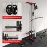 Wall Mount Cable Machine – Dual Pulley Cable Crossover Machine with 19 Adjustable Positions, Tricep Rope, T-Bar, LAT Pul