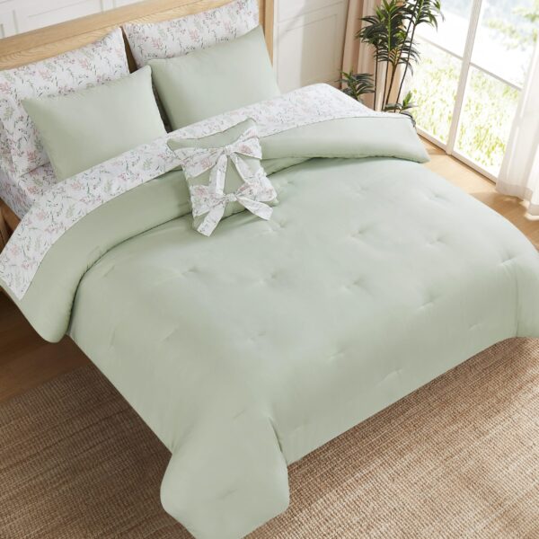 Juego de cama 8 piezas Felicity Jessica Simpson YMF Carpets JSAO001003 floral verde salvia King